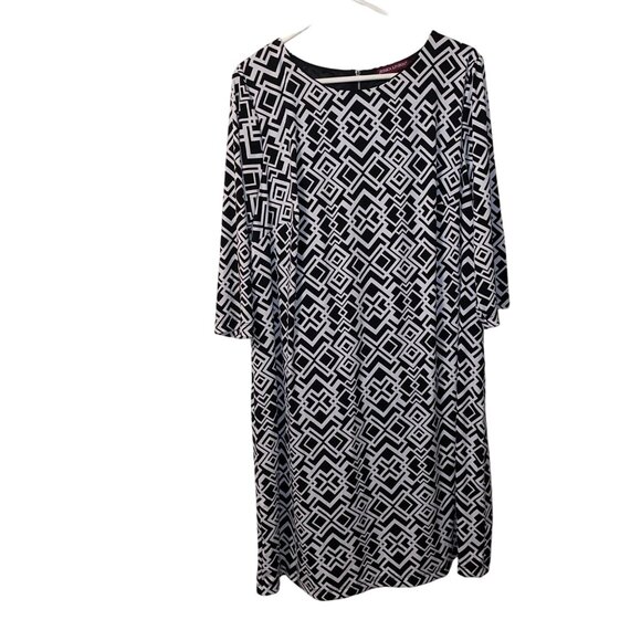 Jessica London Womens Geometric Print Black & White Dress Size 22 - Picture 1 of 6